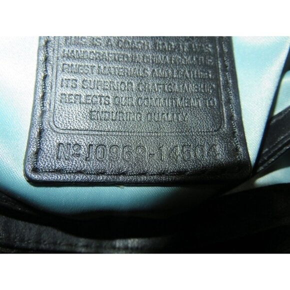 COACH Peyton Black Snake Embossed Leather and Signature Sateen Turnlock Flap Bag - Picture 7 of 13